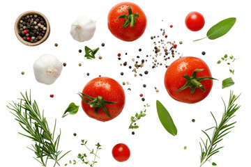 fresh tomato, herbs and spices isolated on transparent and white background.PNG image - Powered by Adobe