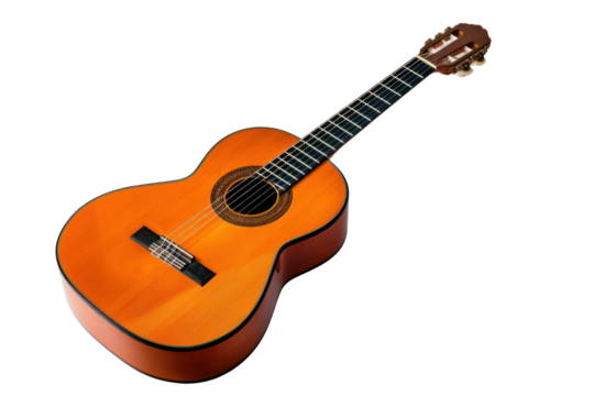 acoustic guitar isolated on transparent and white background.PNG image	