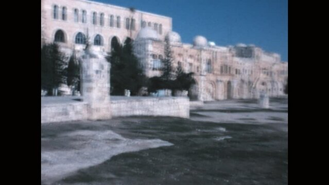 Courtyard of the Temple Mount 1975 - Various views from across the courtyard of the Temple Mount in Jerusalem, 1975.