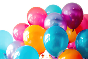 Colorful balloons isolated on transparent and white background.PNG image