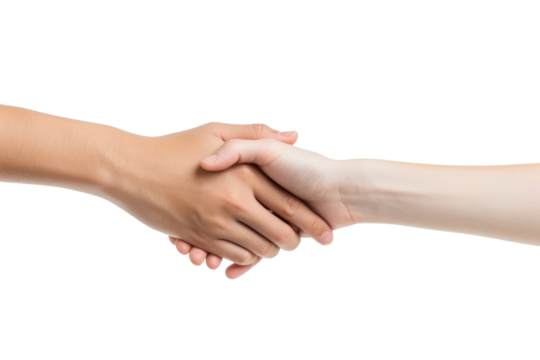 Isolated image of two hands shaking, symbolizing a business deal or friendly agreement