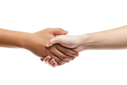 Different people holding hands isolated on transparent and white background.PNG image.