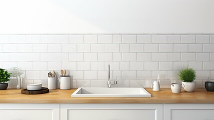 Fototapeta na wymiar kitchen subway tile white