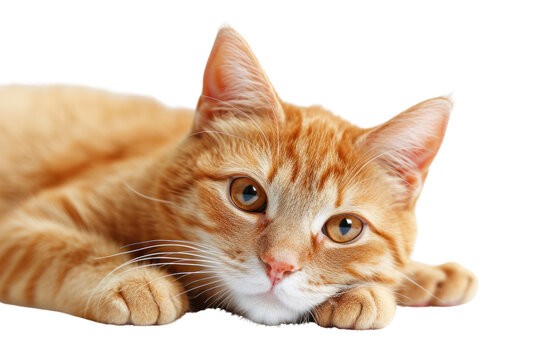 Beautiful cute cat isolated on transparent and white background.PNG image