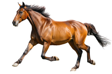 Bay horse, isolated on transparent and white background.PNG image