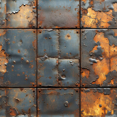 Corroded Metal with patina and rust, seamless tile, ai generated