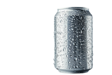 soda can with water drops ,Water drops on beverage cans, isolated on transparent and white background.PNG image	