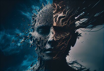 Concept of schizophrenia The Schizophrenic Mind AI Generated. Generative AI