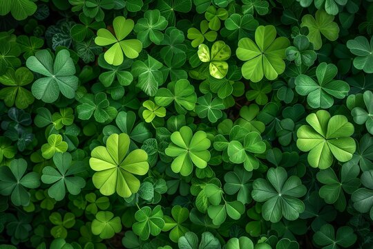 Vibrant clover field, St. Patrick's symbol of luck
