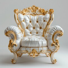 Luxurious Gold and White Throne Chair. Generative ai