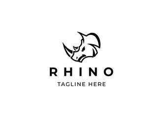 Head rhino logo design. Rhinoceros vector illustration