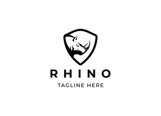 Head rhino logo design. Rhinoceros vector illustration