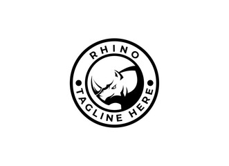 Head rhino logo design. Rhinoceros vector illustration