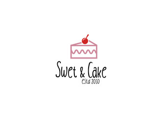 Sweet Shop logo template design vector. Illustration of cake with cherries.
