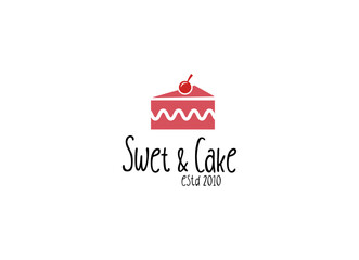 Sweet Shop logo template design vector. Illustration of cake with cherries.