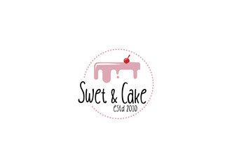 Sweet Shop logo template design vector. Illustration of cake with cherries.