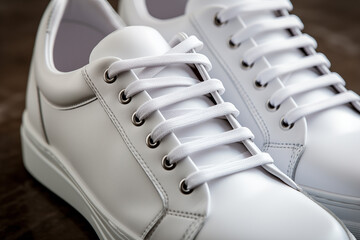 white leather shoes on a white background