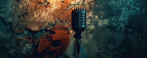 Close-up of retro style microphone