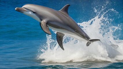 Fototapeta premium dolphin in the sea welcomes the sea views 