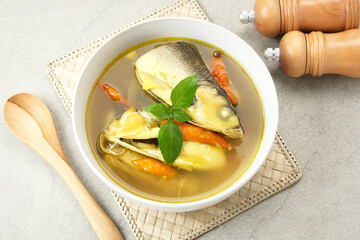 Pindang serani, fish soup with sour and spicy salty spices
