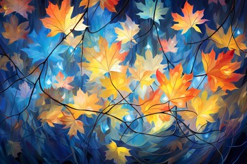 Autumn background with maple leaves.  illustration for your design.