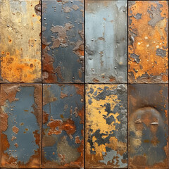 oxidized Metal with patina and rust, seamless tile, ai generated