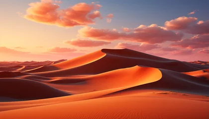Fototapeten Majestic African landscape  tranquil sunset paints ripples on sand generated by AI © Gstudio