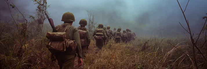 Fotobehang Vietnamese soldiers in Vietnam war - historical combat photography © sam