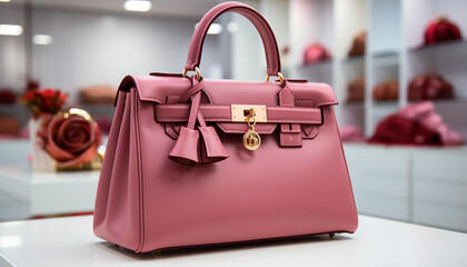 Fashionable women bag, a modern accessory with elegant leather handle generated by AI