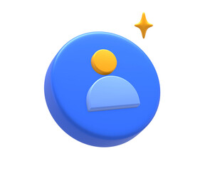 3D rendering of blue yellow individual or personal network relationship for UI UX web mobile apps social media ads design