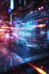 Obraz premium Experience the Future with Laptops Featuring Dynamic and Interactive 3D Holographic Displays - A Leap into Advanced Computing and Cutting-Edge Technology