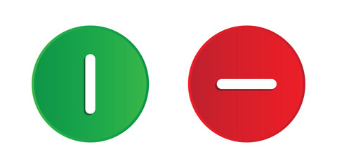 red and green on off button 3d, vector symbol on transparent background. 