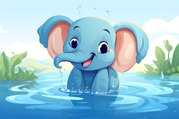 baby elephant playing in the water