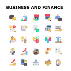 25 Vector Business And Finance Icon Set