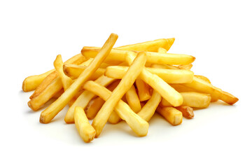 Golden Crispy French Fries Isolated on White