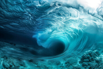 Mystical Sunlit Ocean Wave