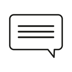 A speech bubble with three lines inside of it on a white background