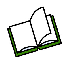 Green open book icon. Vector.