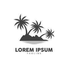 Obraz premium Coconut tree logo design template palm tree silhouette illustration summer beach sea plant