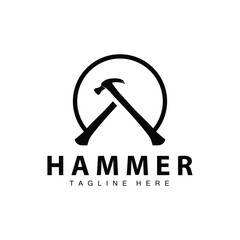 hammer logo design repair service template vintage symbol illustration silhouette repair tool