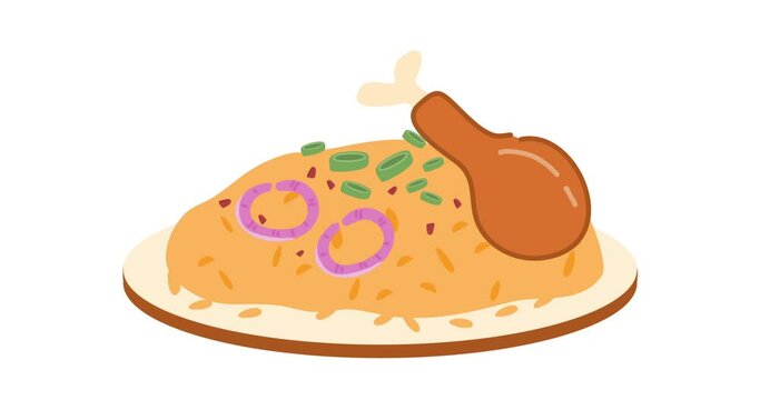 animation chicken biryani indian cuisine illustration