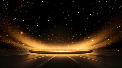 Fototapeta na wymiar Luxurious podium, decorated with sparkling light effects