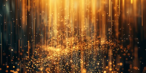 Obraz premium Abstract Glowing Vertical Elements in Gold - A Luxurious and Visually Dynamic Representation for Your Design Needs