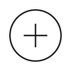 A plus sign in a circle on a white background
