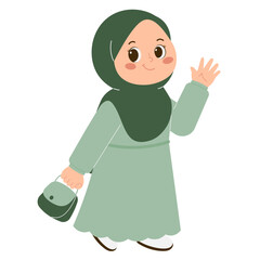 Cute Hijab Girl Greeting Illustration