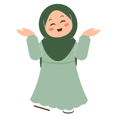 Cute Hijab Girl Laughing Illustration