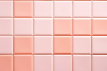Pink ceramic square mosaic tiles texture background. Pattern peach color wall or floor mosaic tiles