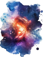 Watercolor of space galaxy with stars isolated. illustration