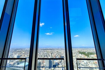 名古屋市、ミッドランドスクエアのスカイプロムナードからの眺め