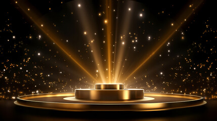 Award ceremony background, golden glitter light effect decoration and bokeh